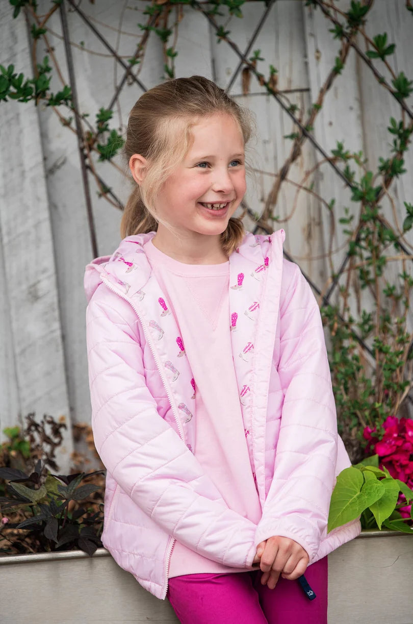 Hooded Puffer Jacket - Pink Tulle