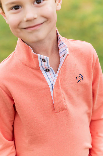 Boys Sporty Orange Snap Pullover