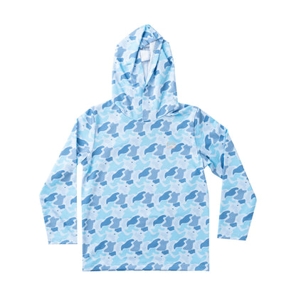 Blue Camo Performance Hoodie T-shirt