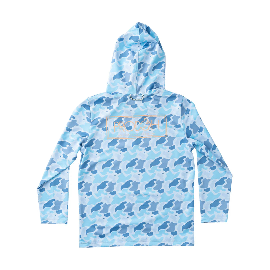 Blue Camo Performance Hoodie T-shirt