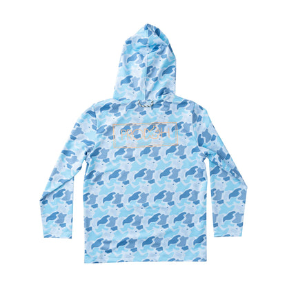 Blue Camo Performance Hoodie T-shirt