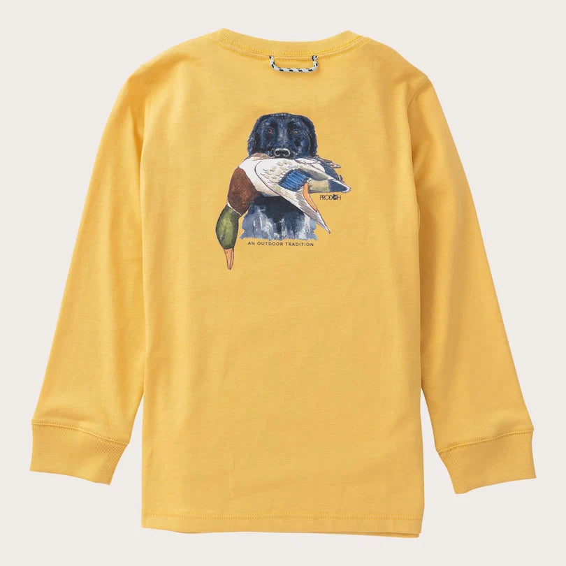 Boys Long Sleeve Tee - Ochre/Hunting Dog