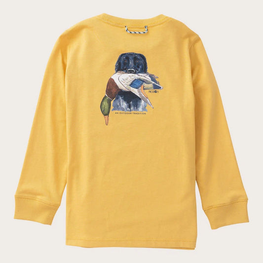 Boys Long Sleeve Tee - Ochre/Hunting Dog