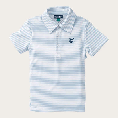 Boys Pro Performance Short Sleeve Polo - Blue Stripe