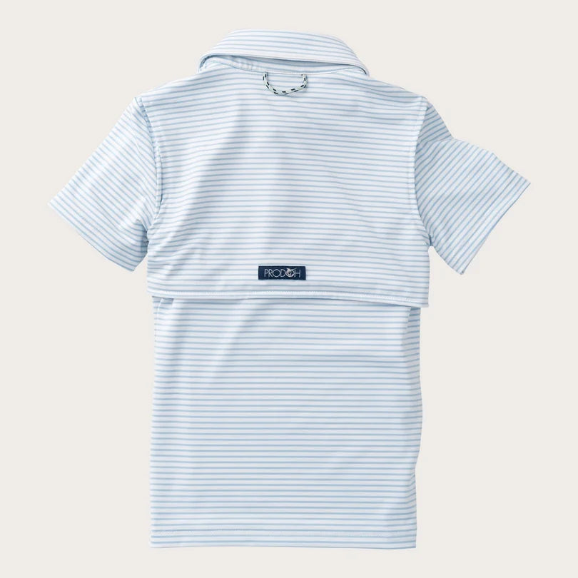 Boys Pro Performance Short Sleeve Polo - Blue Stripe