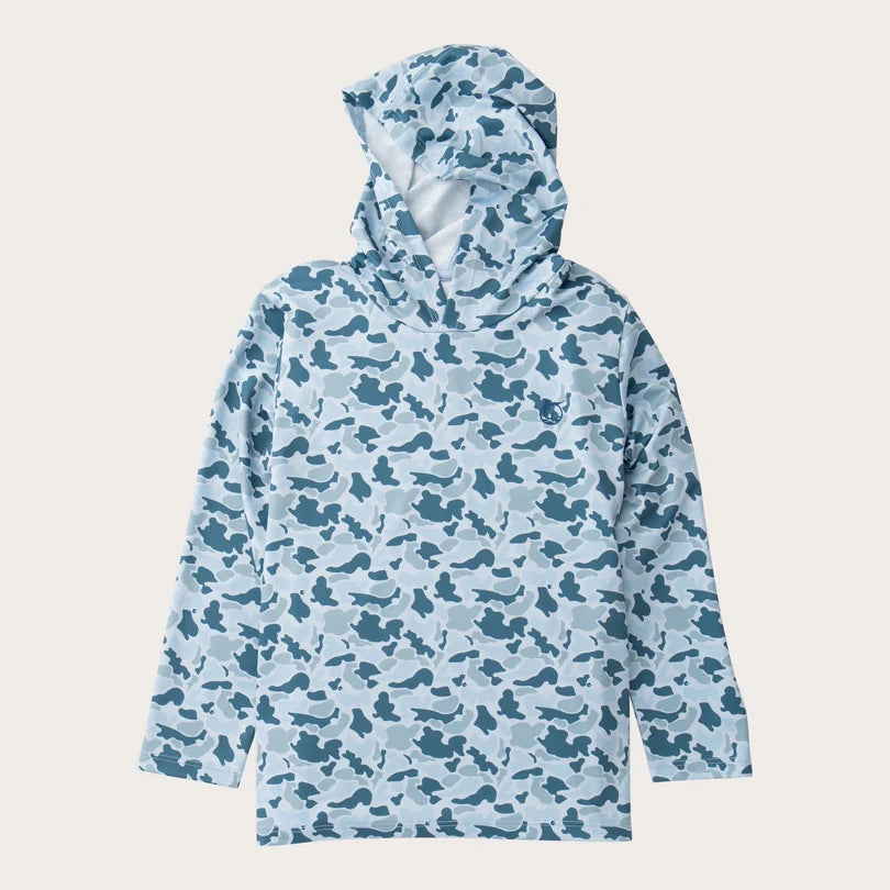 Boys Pro Performance Hoodie T-Shirt - Blue Camo