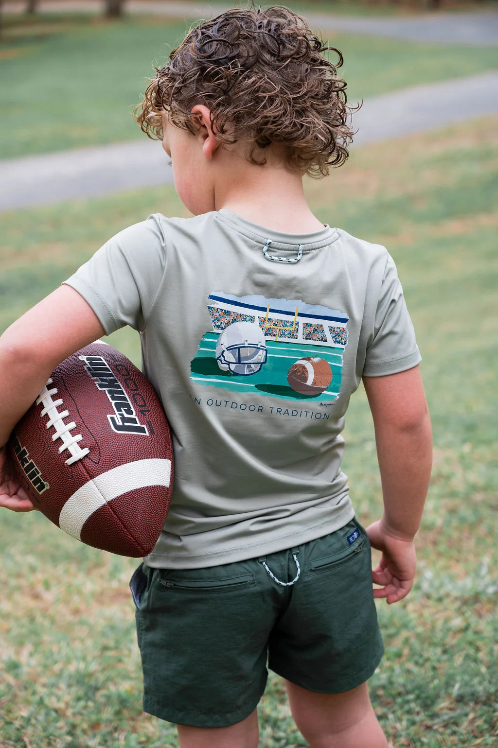 Boys Pro Performance Short Sleeve Tee - Sage Green/Football