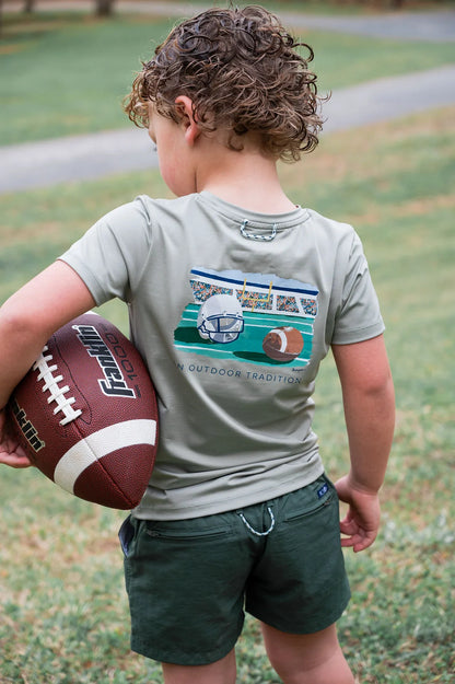 Boys Pro Performance Short Sleeve Tee - Sage Green/Football