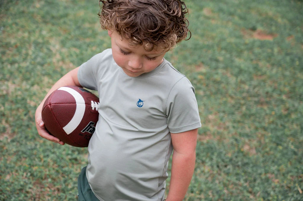 Boys Pro Performance Short Sleeve Tee - Sage Green/Football