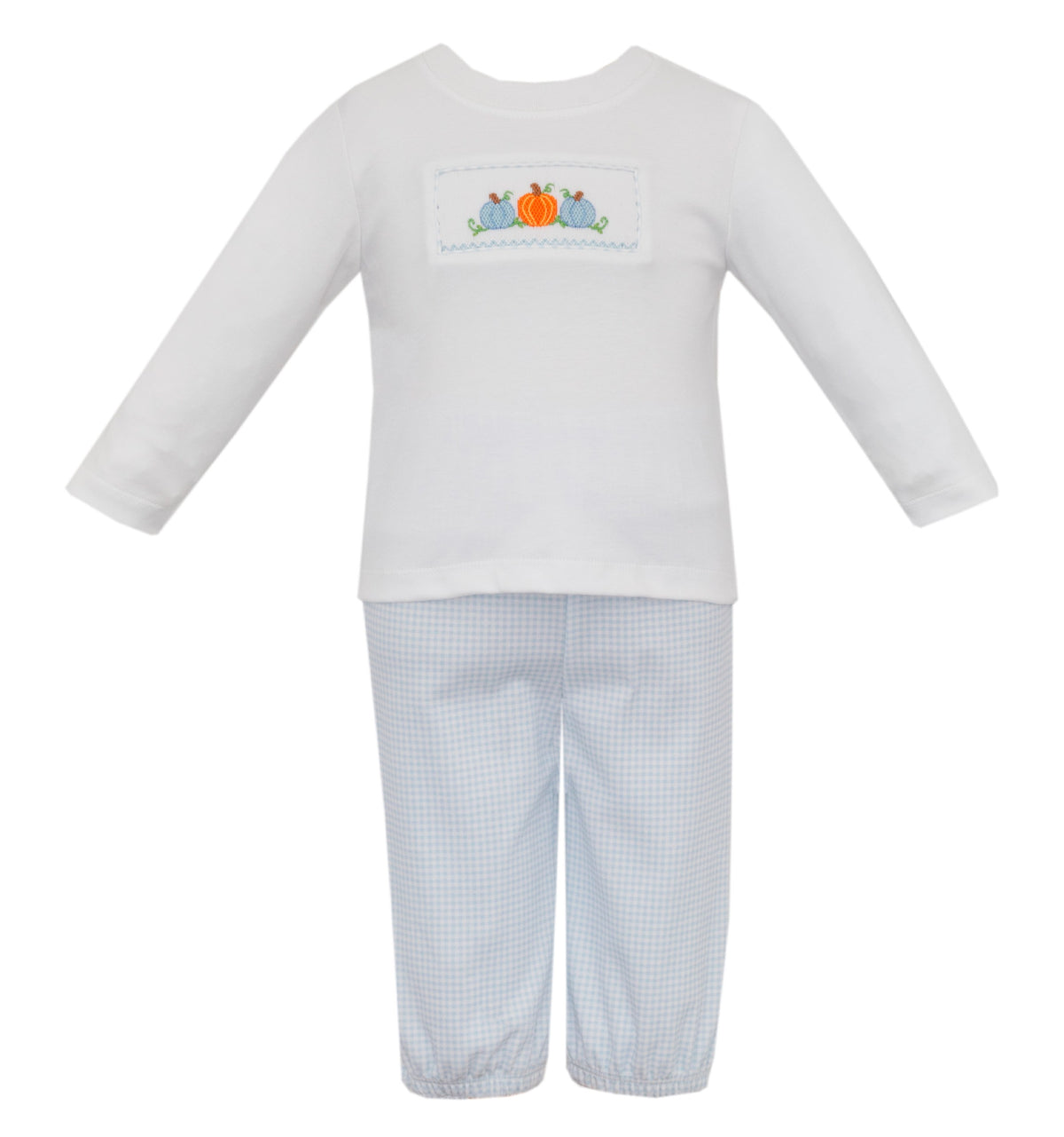 Pumpkin Blue Gingham Knit Pant Set