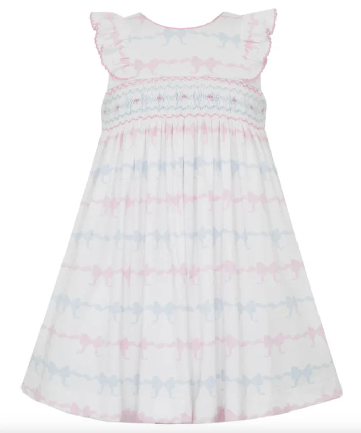 Pink And Blue Bows Sleeveless Dress