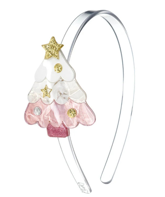 Mini Christmas Tree Pink Pearlized Headband