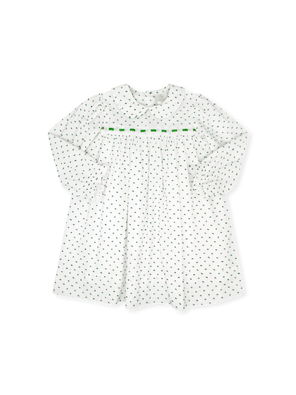 Mistletoe Green Swiss Dot Ribbon Dress