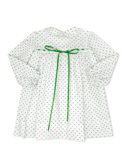 Mistletoe Green Swiss Dot Ribbon Dress