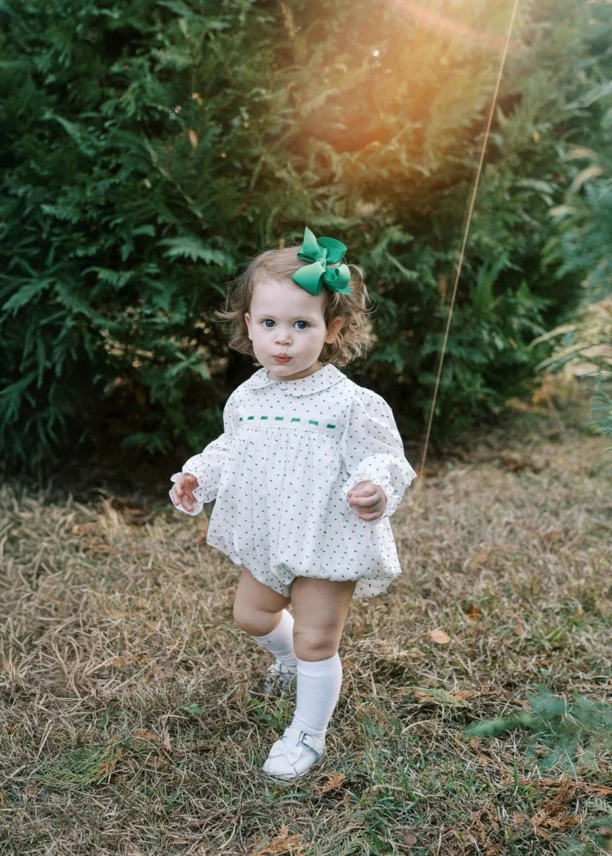 Mistletoe Green Swiss Dot Ribbon Bubble