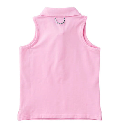 Sleeveless Solid Cotton Polo Pink Frosting