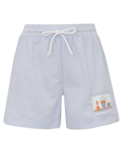 Blue Sancastle Seersucker Swim Trunks