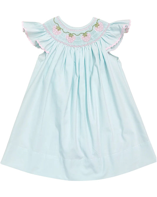 Strawberry Vine Smocked Mint Dress