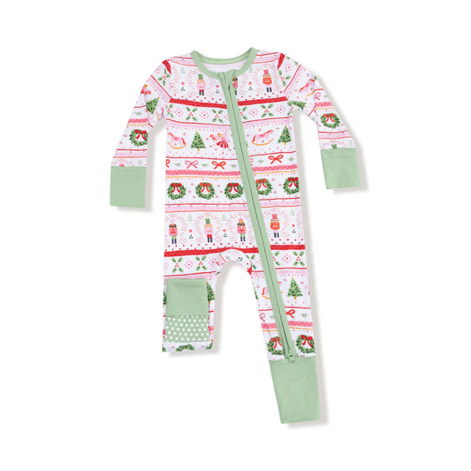 Sugar Plum Fairy Nutcracker Fair Isle 2 Way Zipper Romper