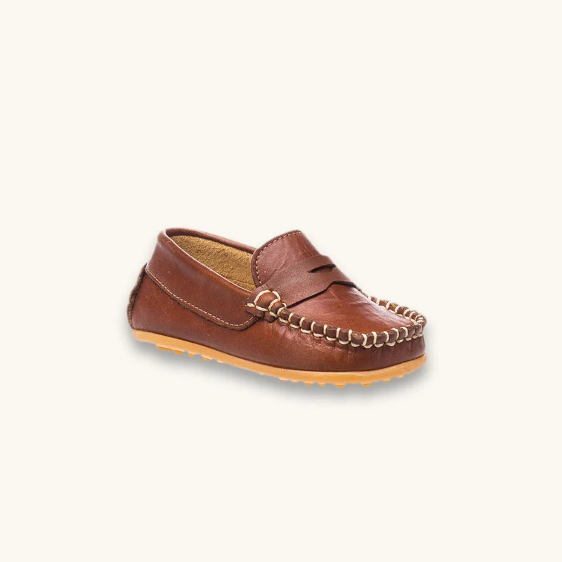 Toddler Alex Driver Moccasin | Natural Brown Leather
