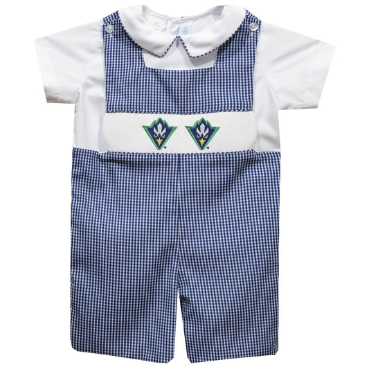 UNCW Seahawks Smocked Navy Gingham Jon Jon