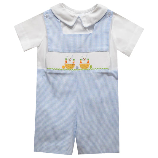 Vive Blue Checked Bunny Basket Jon Jon