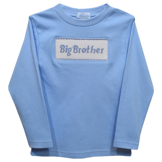 Big Brother Smocked Blue LS Shirt