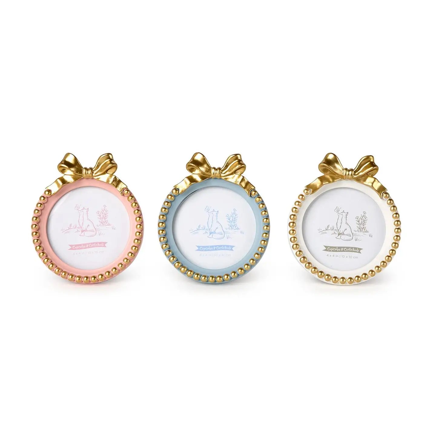 Golden Bow Round Photo Frame
