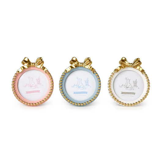Golden Bow Round Photo Frame