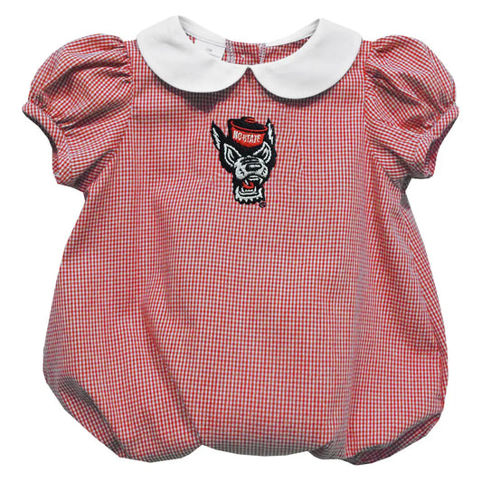 NC State Embroidered Gingham Bubble