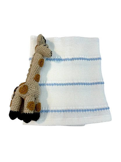 Pucker Texture with Stripe Baby Blanket (Pink/Blue)