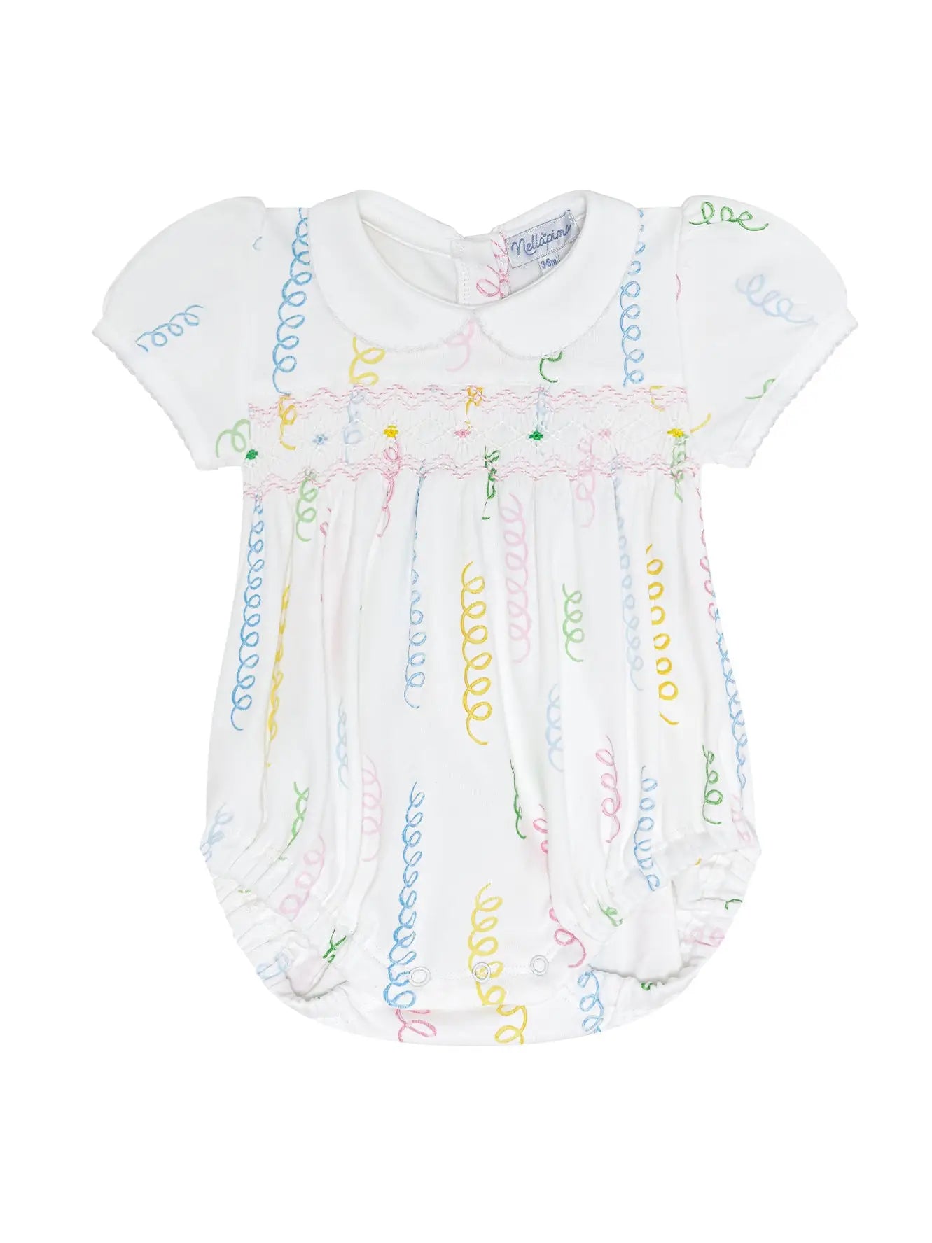 Spirals Print Smocked Bubble
