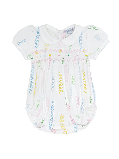 Spirals Print Smocked Bubble
