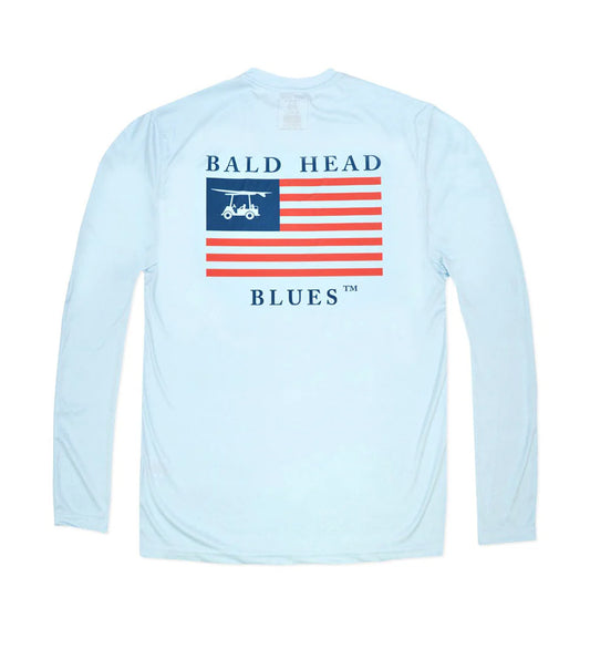 Youth Performance Top With Flag Light Blue