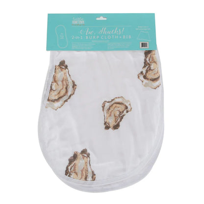 Aw Shucks! Oyster Burp Cloth And Bib Combo