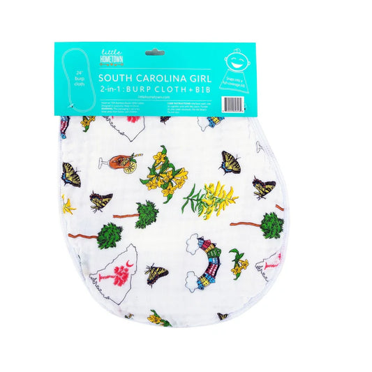 South Carolina Girl Burp Cloth and Bib Combo