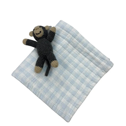 Blue Gingham Check Baby Blanket