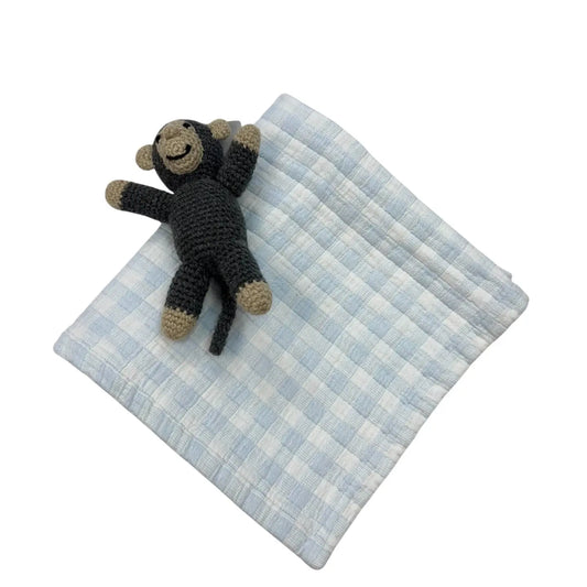 Blue Gingham Check Baby Blanket