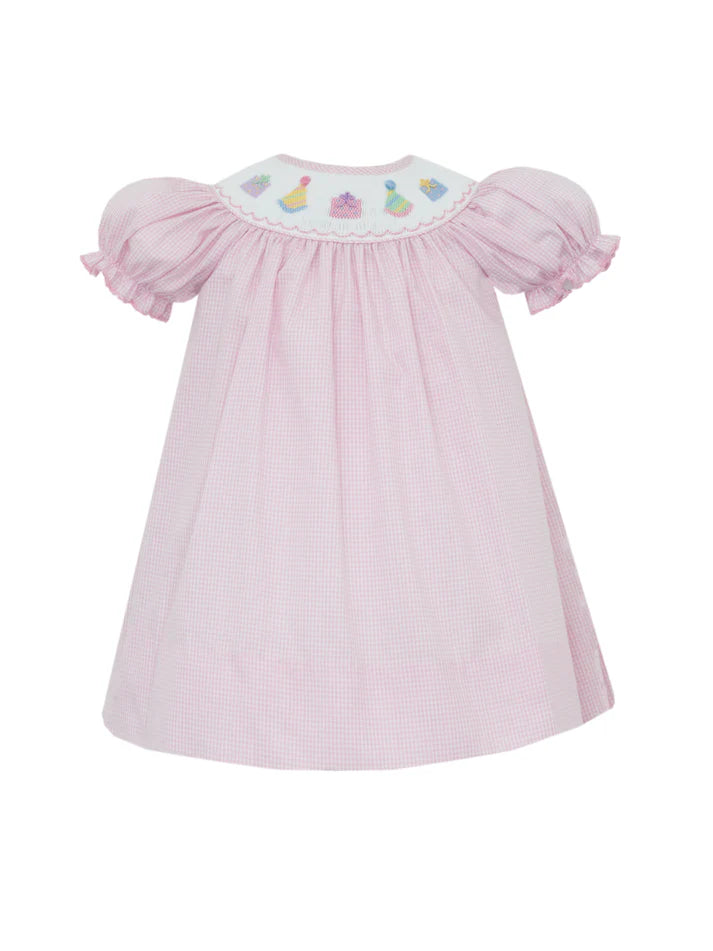 Birthday Girl's Pink Gingham Bishop Dress