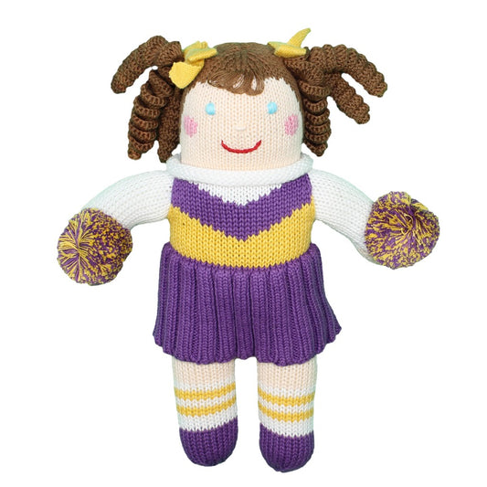 Cheerleader Knit Doll Purple and Gold