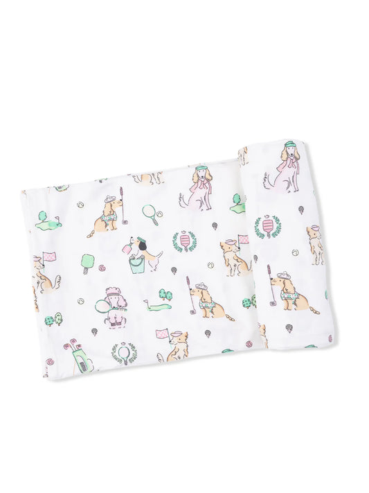 Country Club Dogs Pink Swaddle Blanket
