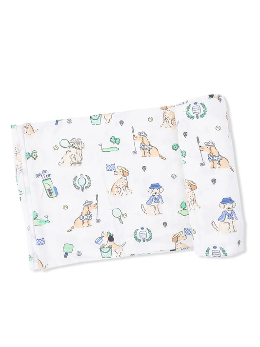 Country Clubs Dogs Neutral Swaddle Blanket