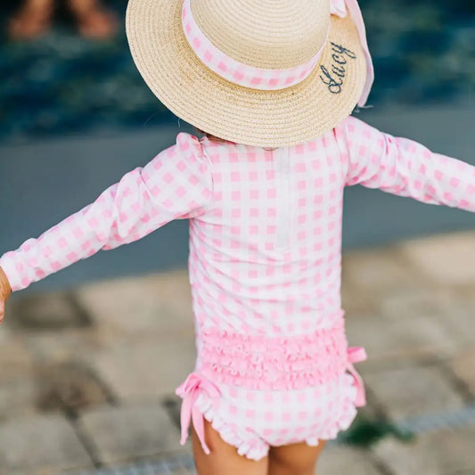 Pink Gingham Swim Rasher
