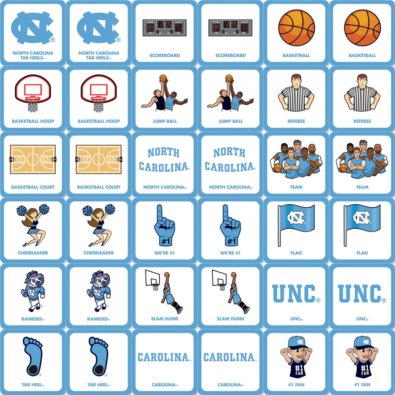 UNC Tarheels Matching Game