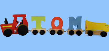 Name Train Colored Wooden Tractor