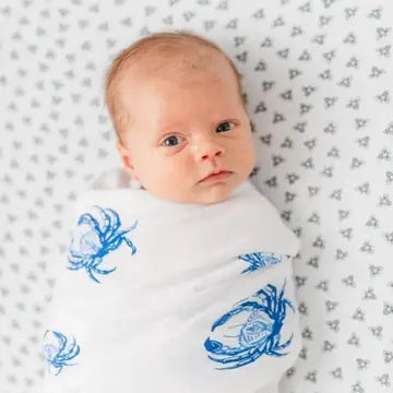 Blue Crab Muslin Swaddle Blanket