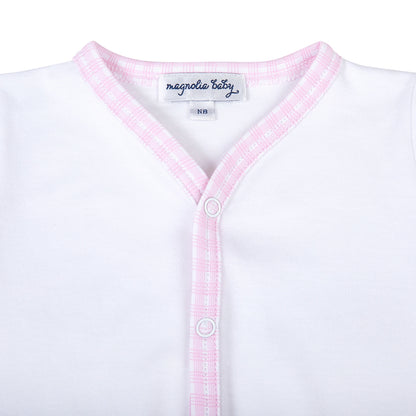 New Beginnings Blue Front Snap Bodysuit Pink
