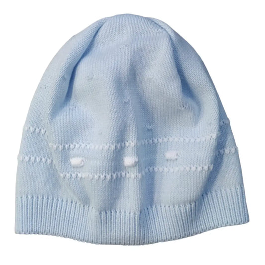 Knit Hat with Border Detail - Blue