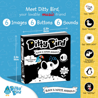 Ditty Bird Book Black & White Animals