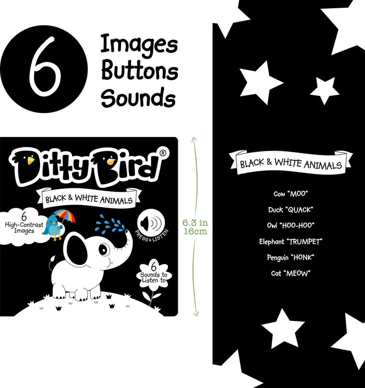 Ditty Bird Book Black & White Animals